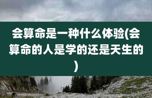 会算命是一种什么体验(会算命的人是学的还是天生的)