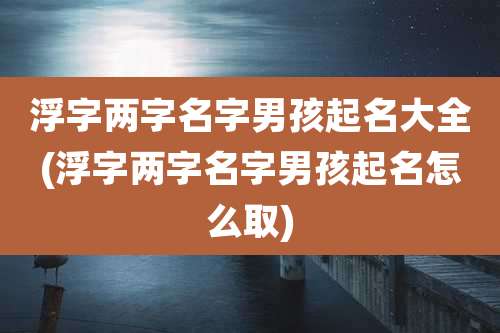 浮字两字名字男孩起名大全(浮字两字名字男孩起名怎么取)
