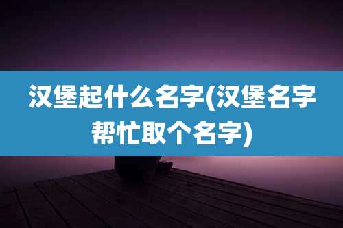 汉堡起什么名字(汉堡名字帮忙取个名字)