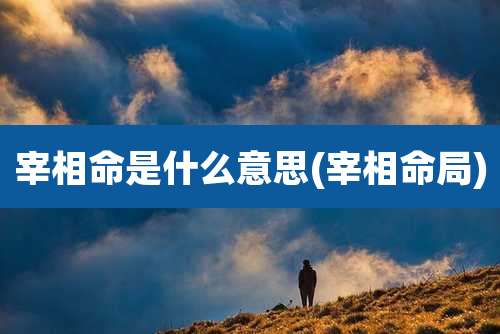 宰相命是什么意思(宰相命局)