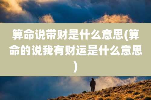 算命说带财是什么意思(算命的说我有财运是什么意思)