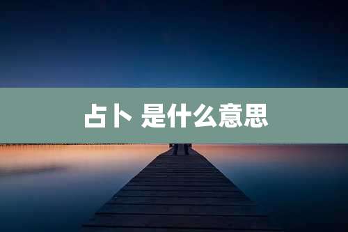 占卜 是什么意思