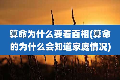 算命为什么要看面相(算命的为什么会知道家庭情况)