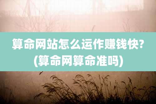 算命网站怎么运作赚钱快?(算命网算命准吗)