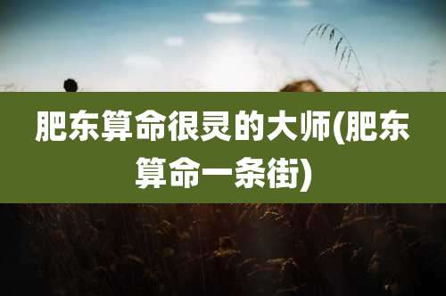 肥东算命很灵的大师(肥东算命一条街)