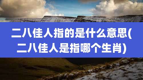 二八佳人指的是什么意思(二八佳人是指哪个生肖)