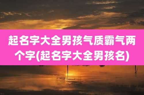 起名字大全男孩气质霸气两个字(起名字大全男孩名)