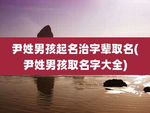 尹姓男孩起名治字辈取名(尹姓男孩取名字大全)