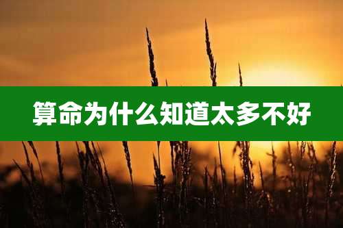 算命为什么知道太多不好
