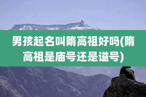 男孩起名叫隋高祖好吗(隋高祖是庙号还是谥号)