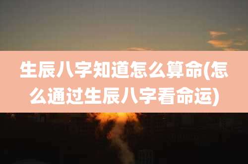生辰八字知道怎么算命(怎么通过生辰八字看命运)