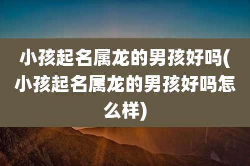 小孩起名属龙的男孩好吗(小孩起名属龙的男孩好吗怎么样)