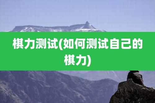 棋力测试(如何测试自己的棋力)