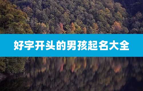 好字开头的男孩起名大全