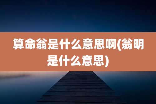 算命翁是什么意思啊(翁明是什么意思)