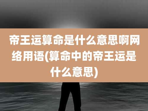 帝王运算命是什么意思啊网络用语(算命中的帝王运是什么意思)