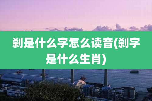 刹是什么字怎么读音(刹字是什么生肖)