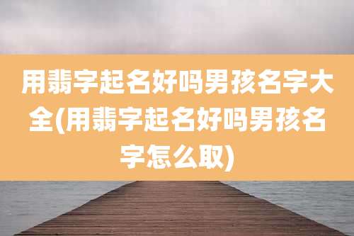 用翡字起名好吗男孩名字大全(用翡字起名好吗男孩名字怎么取)
