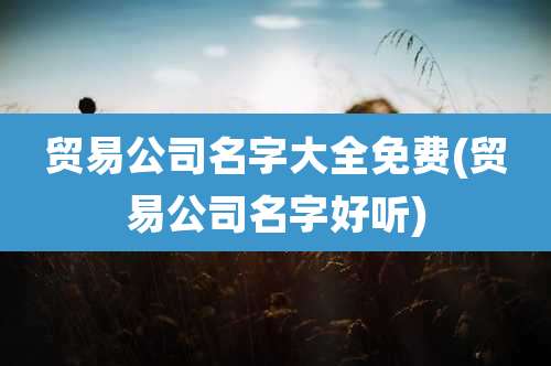 贸易公司名字大全免费(贸易公司名字好听)