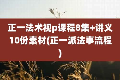 正一法术视p课程8集+讲义10份素材(正一派法事流程)