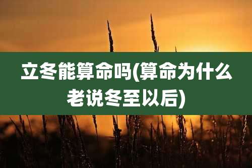 立冬能算命吗(算命为什么老说冬至以后)