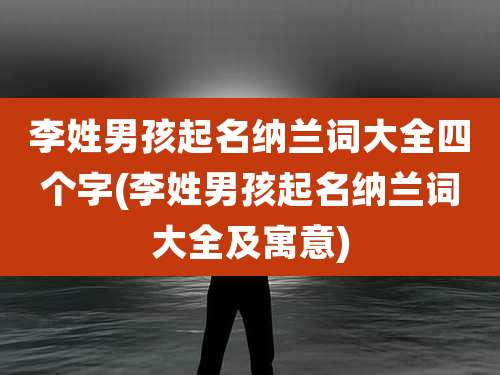 李姓男孩起名纳兰词大全四个字(李姓男孩起名纳兰词大全及寓意)