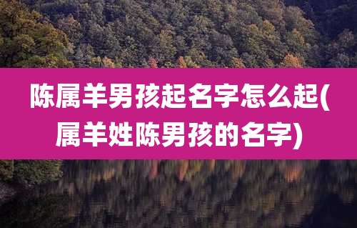 陈属羊男孩起名字怎么起(属羊姓陈男孩的名字)