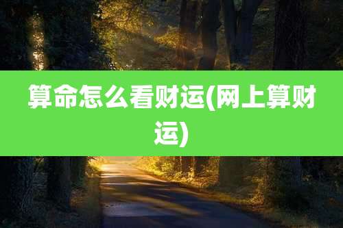 算命怎么看财运(网上算财运)