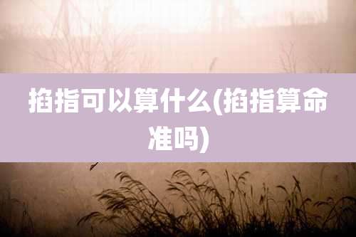 掐指可以算什么(掐指算命准吗)