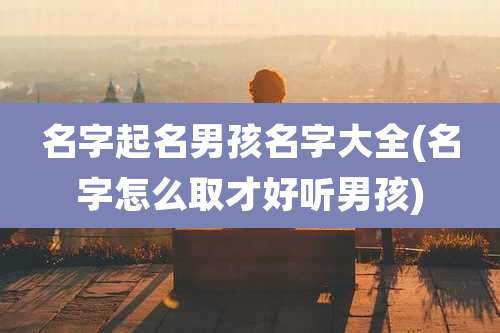 名字起名男孩名字大全(名字怎么取才好听男孩)