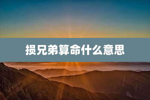 损兄弟算命什么意思