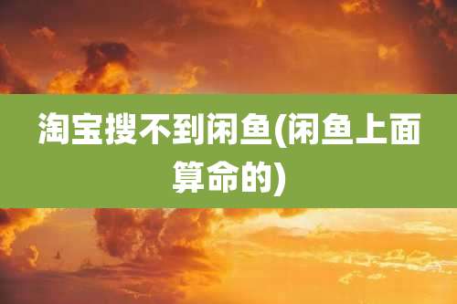 淘宝搜不到闲鱼(闲鱼上面算命的)