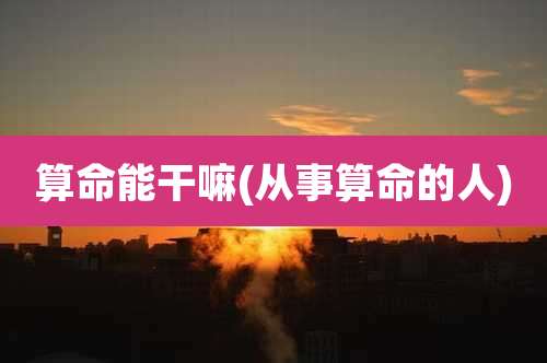 算命能干嘛(从事算命的人)