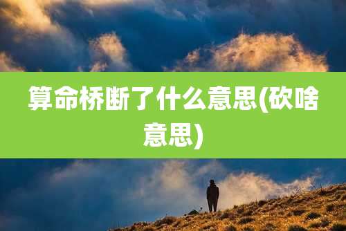 算命桥断了什么意思(砍啥意思)