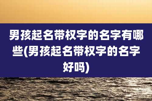 男孩起名带权字的名字有哪些(男孩起名带权字的名字好吗)