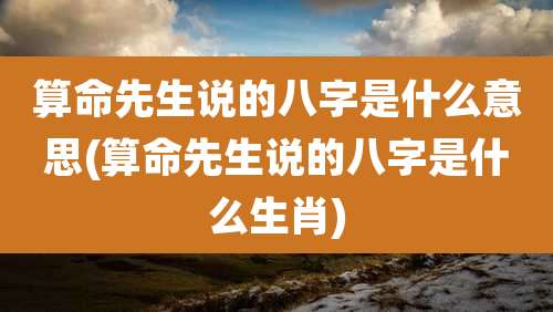 算命先生说的八字是什么意思(算命先生说的八字是什么生肖)