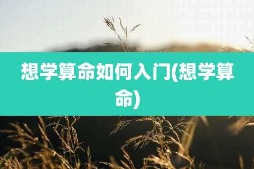 想学算命如何入门(想学算命)