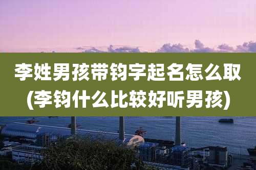 李姓男孩带钧字起名怎么取(李钧什么比较好听男孩)