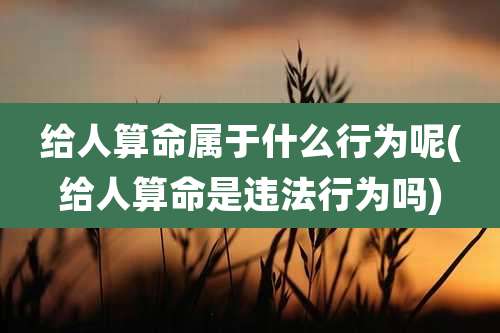 给人算命属于什么行为呢(给人算命是违法行为吗)