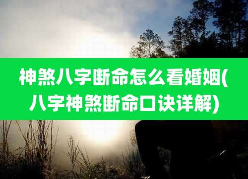 神煞八字断命怎么看婚姻(八字神煞断命口诀详解)