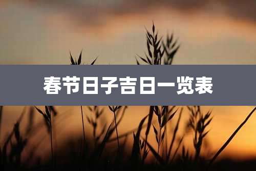 春节日子吉日一览表