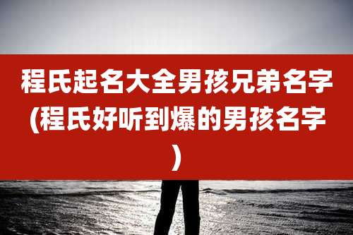 程氏起名大全男孩兄弟名字(程氏好听到爆的男孩名字)