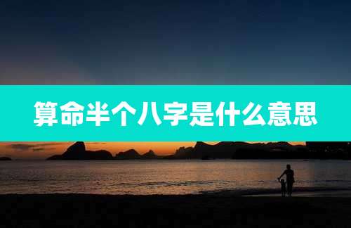 算命半个八字是什么意思