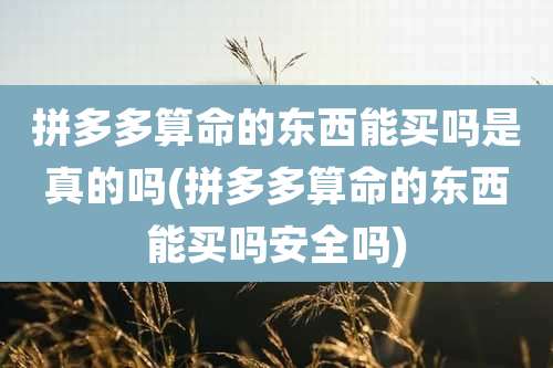 拼多多算命的东西能买吗是真的吗(拼多多算命的东西能买吗安全吗)