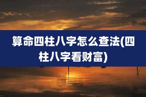 算命四柱八字怎么查法(四柱八字看财富)