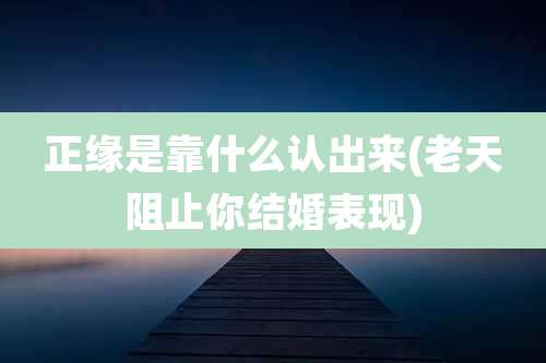 正缘是靠什么认出来(老天阻止你结婚表现)