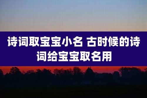 诗词取宝宝小名 古时候的诗词给宝宝取名用