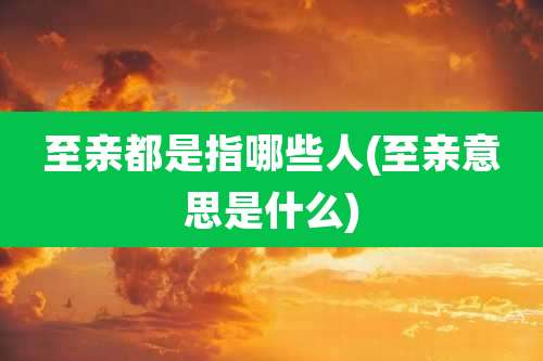 至亲都是指哪些人(至亲意思是什么)