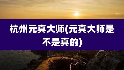 杭州元真大师(元真大师是不是真的)