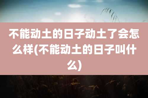 不能动土的日子动土了会怎么样(不能动土的日子叫什么)